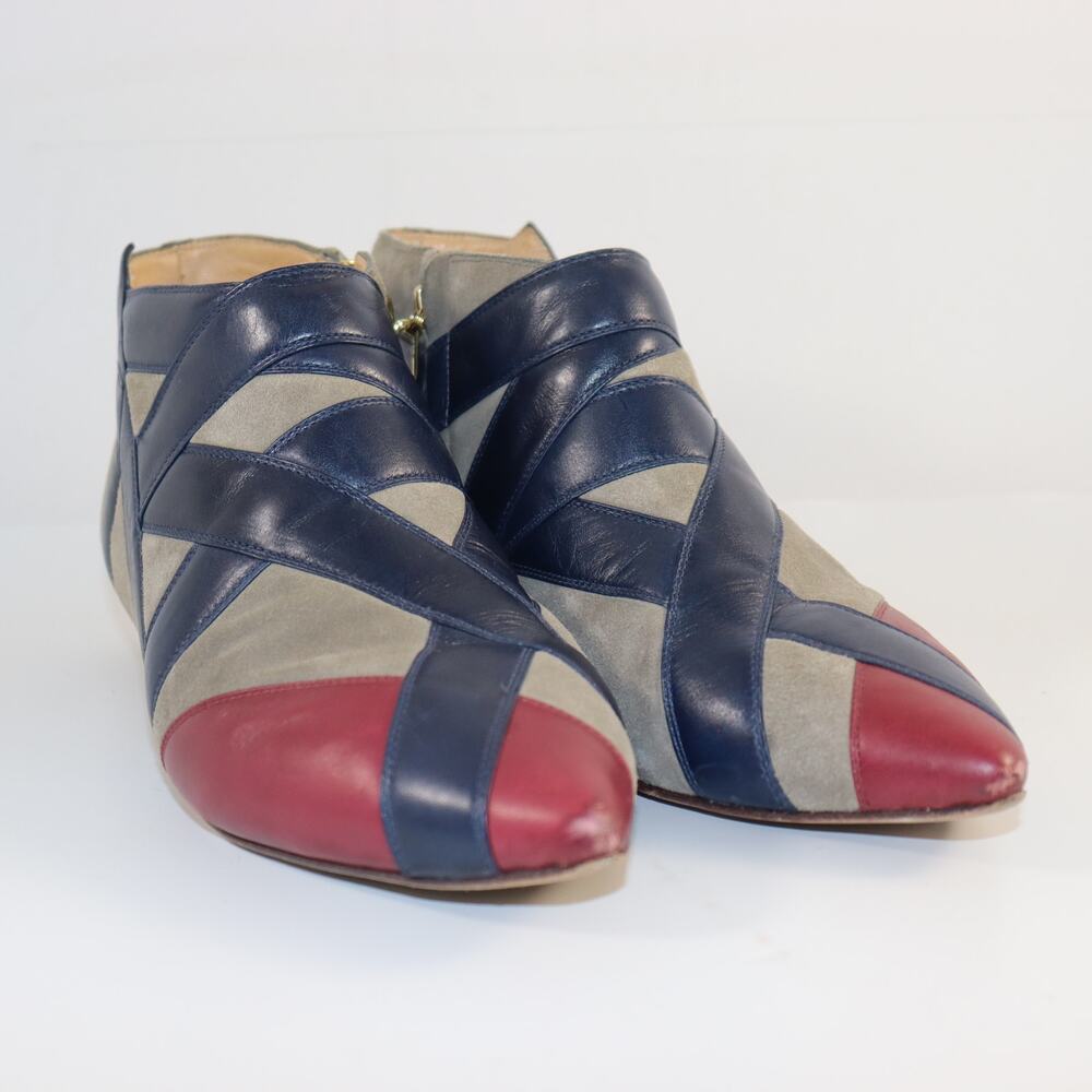 TCHES‎ Colorblock Leather & Suede Booties – Women’s Size 8 – Made in Brazil